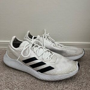 Adidas White Sneakers with Black Stripes